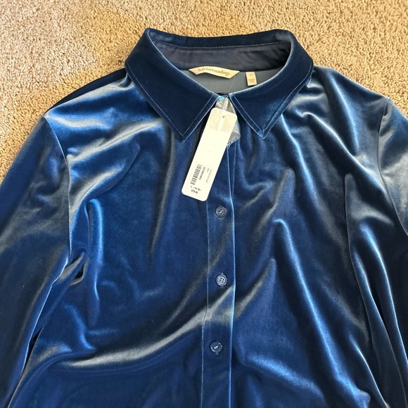 Soft Surroundings Blue 3/4 Sleeve Button Down Tunic - Picture 10 of 13